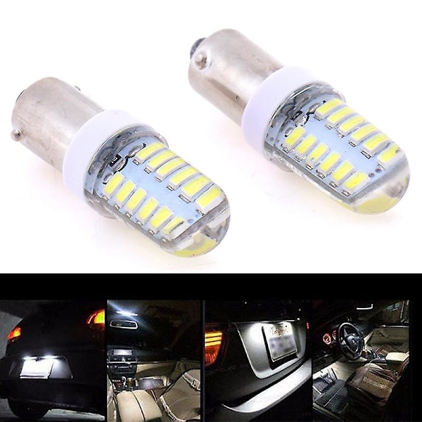 2X BA9S T11 T4W 3014 24smd 12v LED-sidoljuslampor interiörlampor vita db one size