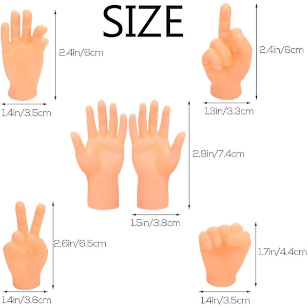 14 pakke små fingerhender, flat håndstil mini hånddukke, morsomme og realistiske små fingerhender for dukketeater, gag-forestilling A db