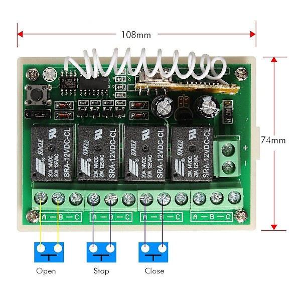 12V 4CH kanavainen 433Mhz langaton kaukosäädin kytkin integroitu piiri 2 lähettimellä DIY Rep [DB]