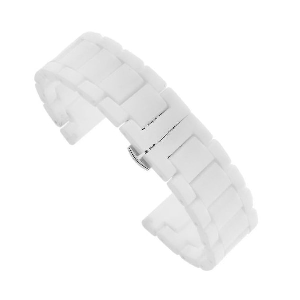 Full Ceramic Link Wristwatch Rem - Rustfritt Stål Spenne Spenne 16mm/18mm/20mm/22mm - Svart, 20mm_L24 db White 22mm