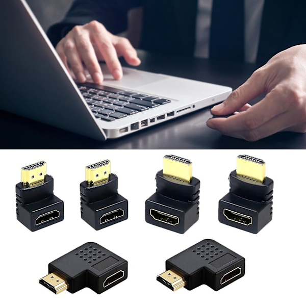 6st HDMI-kompatibel Adapter 270 90 Graders Rät Vinkel Guldpläterad 4k HDMI-kompatibel Hane Till HDMI-kompatibel Hona Konverterare För Monitor [DB] 6pcs