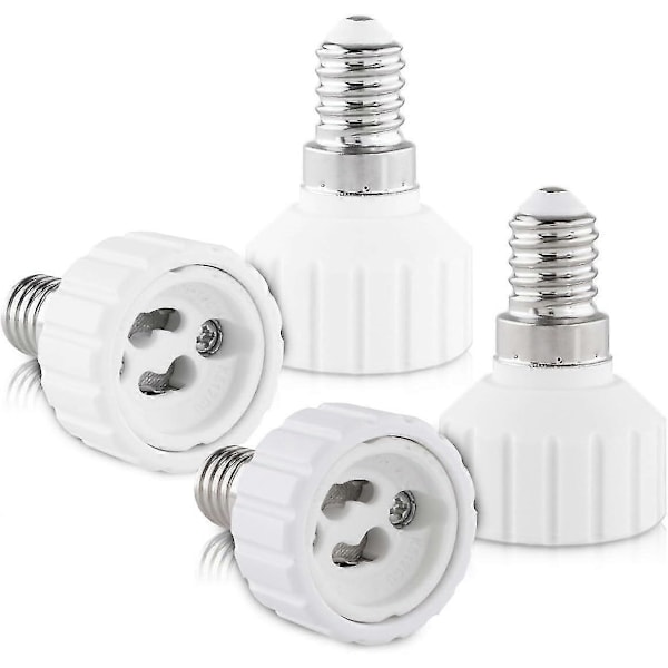 4x Sokkeladapter - E14 Til Gu10 Sokkelkonverter - Bajonetfatning Lampeholder Adapter Til Halogen Led Pære db