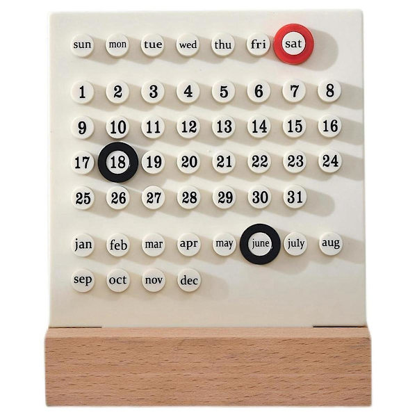 Tretre skrivebordskalender Evigvarende kalender Retro Hjem Unike gaver, månedsdatodisplay, skrivebordsdekorasjoner for kontor, hvit