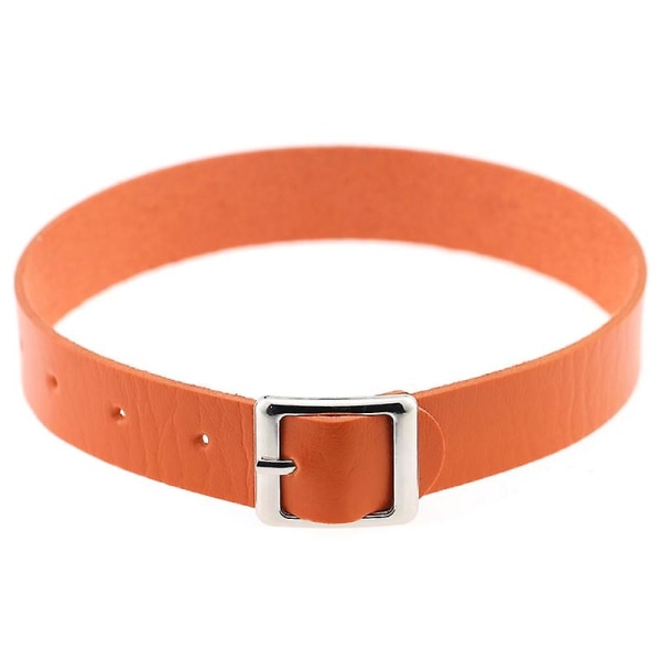 Halskæde Punk Retro Kunstlæder Spænde Choker Halskæde Til Dating Orange