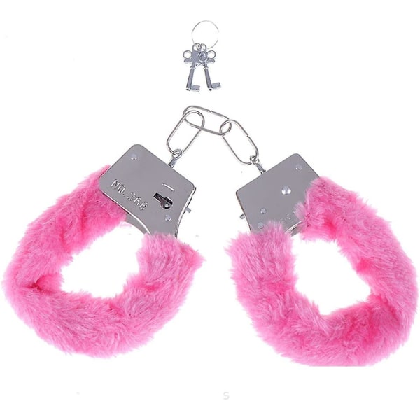 1 stk metalhåndjern, legetøj til børn med 2 nøgler Festartikler Tøjtilbehør Håndjern (Plush Pink) DB