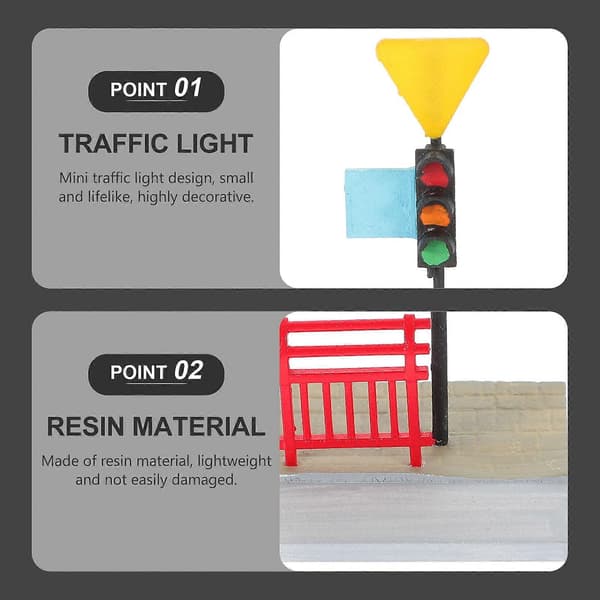 Miniature trafiklampe harpiksdekoration til diorama 2 stk. sæt[DB]