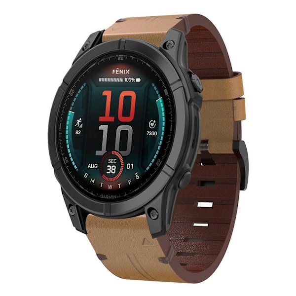 Läderarmband för Garmin Fenix 8 MIP 51mm [db] Light brown