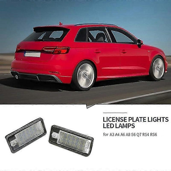 2 st LED-nummerplåtslampor för bil, vita - A3 S3 8P A4 B6 B7 A5 A6 4F A8 S8 C6 Cabriolet DB