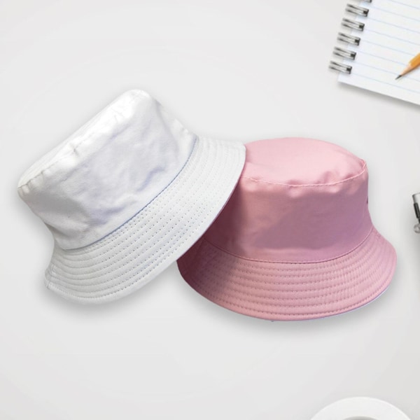 Foldbar bøttehatt med solbeskyttelse, dobbeltsidig bruk, bred brem, unisex solhatt for ferie Pink-White