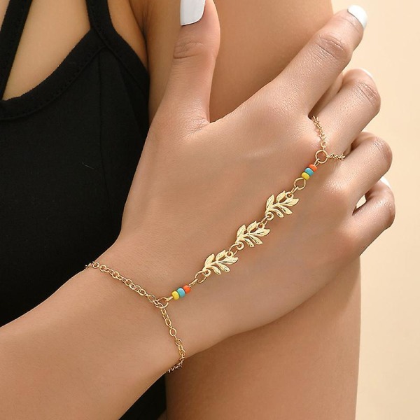 Boho Finger Armband Kedja Beaded Enkla smycken för kvinnor och flickor