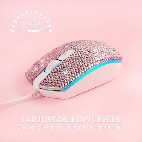 Färgglada Rhinestone Mus Ergonomisk Trådbunden Mus för Notebook Laptop Dator PC db
