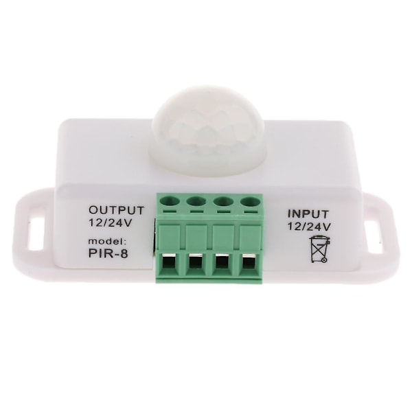 DC 12V 24V PIR-sensor LED-dimmerströmbrytare Rörelseinfrarödströmbrytare [DB] White