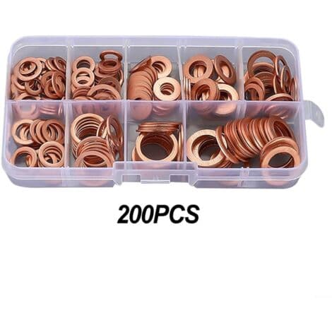 200-pack koppar O-ringar för motoroljeplugg
