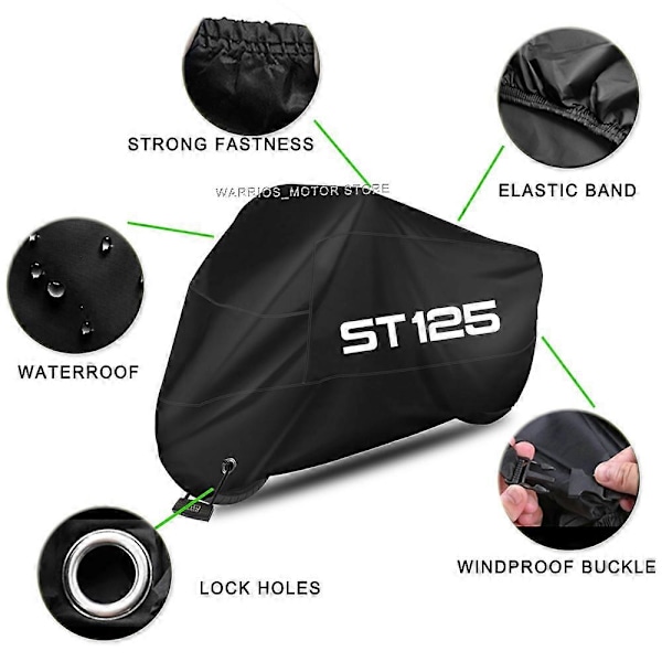 Motorcykelöverdrag för Honda DAX ST125 ST 12, UV-skyddande, dammtätt, snöskyddande, vattentätt, utomhus [DB] Black L for 180cm