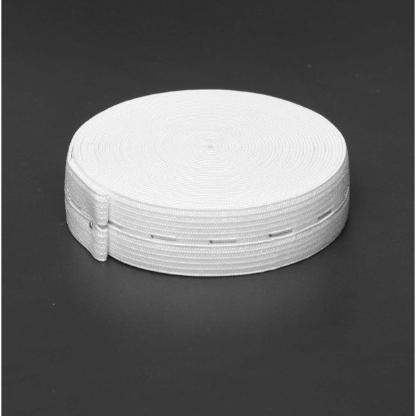 3/4" av 5yds hvit knapphull elastisk spole med 10 stk svarte harpiksknapper