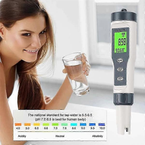 3 i 1 Digitalt PH-meter egnet til vand, TDS/PH/Temp-meter, vandtester egnet til drikkevand, swimmingpool, hydroponi [DB] as shown