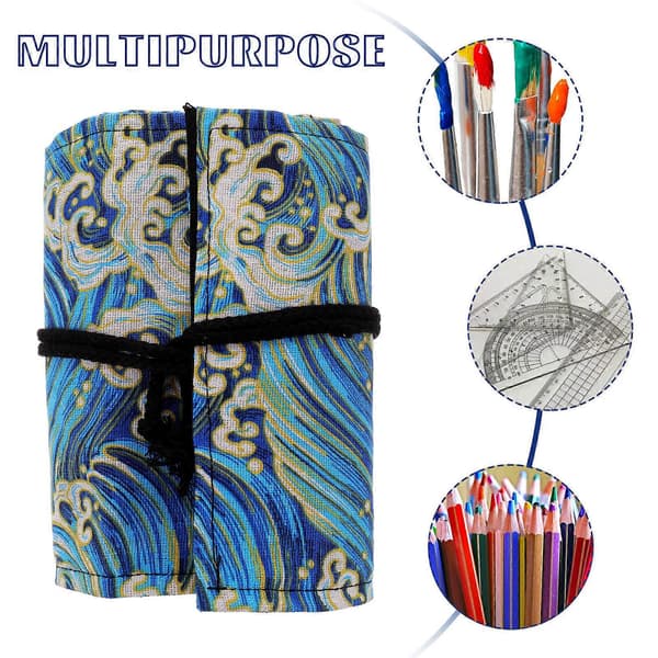 Blyant Roll Up Etui Japansk Stil Bomuld Linned Organizer til Én Taske[DB]