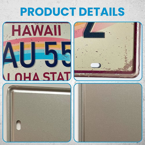 Hawaii registreringsskylt - Vintage metallplack plåtskylt för väggdekoration (5,9 X 11,8 tum)