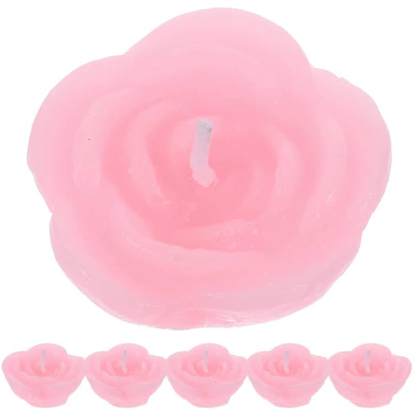 Flytande ljus rosa rosformade ljus för dekoration 6-pack [DB]