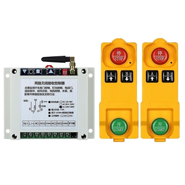 315/433mhz trådlös fjärrkontroll Ac220-380v 2-ch relämottagaresändare [DB] Dual remote control-433MHz