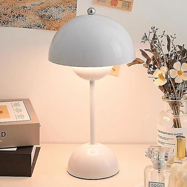 Led Blomsterpot Bordlampe, moderne Macaron Lampe, Dæmpbar Bordlampe Med 3 Farver [DB] White
