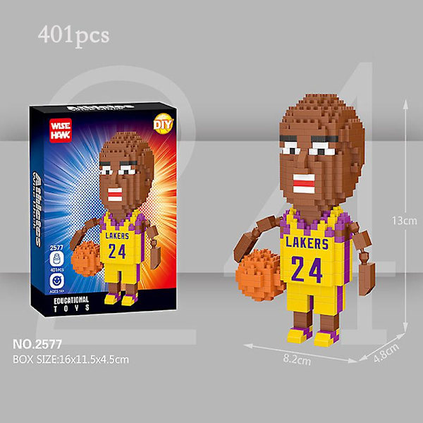 Mini byggeklodser basketballstjerne dukke model dekor DIY basketballspiller bevægelig dukke samlet mursten børns legetøj gave db 2577 No box