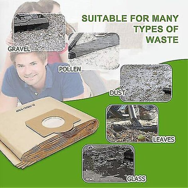 10 st dammsugarpåsar för 6.959-130.0 papperspåsar för Wd3 Wd3p Wd3 Premium dammsugare Db