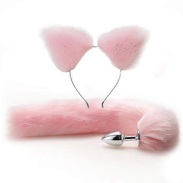 Metal Massager Pink Fox Hale og Fox Ører, Rollespil Cosplay [db] D