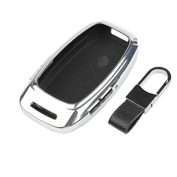 WhatsKey CF920 LCD Smart Fjernbetjent Bilnøgle Cover TUP Beskyttelsesetui Med Kæde CF920 Nøgle til Beskyttelse Anti Fald Tab [db] Silver