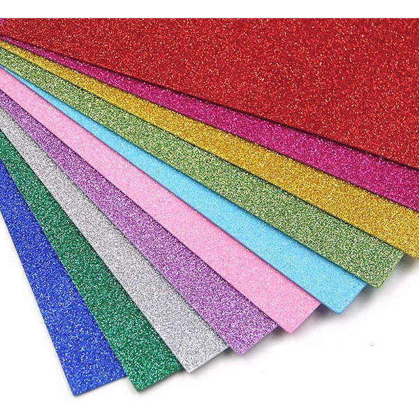 10-pakning A4 2mm glitter EVA-skumplater for håndverk og scrapbooking, fargeblanding, glitter