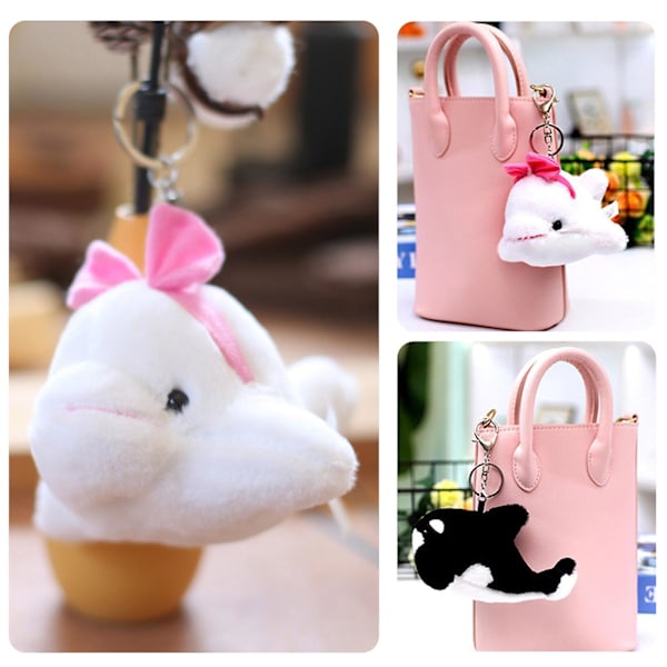 Valas-Plush-Avaimenperä Söpö Piirretty Merieläin Plush-Koriste Mini Täytetty Eläin Plush-Nukke Avaimenperä Reppu Koriste Tyttö Parilahja {Db} Black