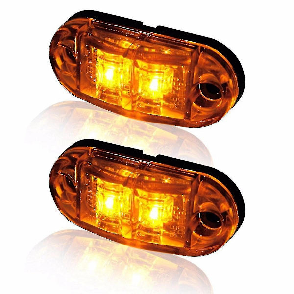 20 st LED 2,5 tum 2 dioder ljus ovala positionsljus släpvagn lastbil sidomarkering gul röd DB