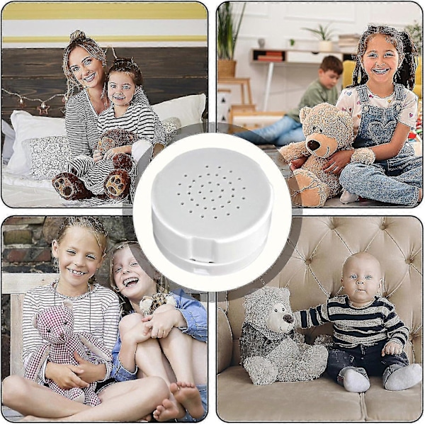 Stemmeopptaker for Teddybjørner Trykkbar Stemme Lydboks Opptakermodul 30 Sekunders Opptaker for Kosedyr Plysjpute [DB] white (Pack of 3)