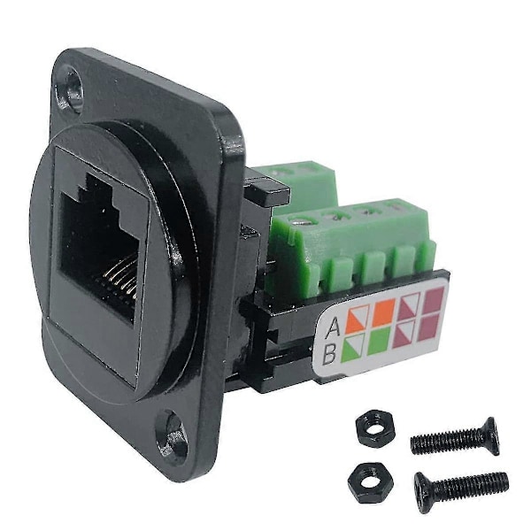 5 KPL RJ45 Naaras Paneeliasennus Ruuviliitinadapteri, D-tyypin RJ45 8P8C Naaras 8-nastainen liitin [DB] Black