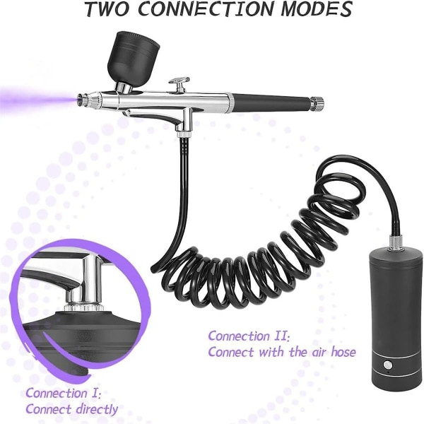 Airbrush-sæt trådløs genopladelig kompressor Airbrush-sæt, håndterer automatisk modelmaling, N [DB] Black