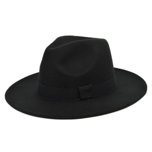 Retro Rancher-hattu leveällä reunalla, vintage -tyylinen miesten huopahattu lomatarvike Black