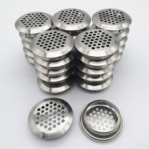 27 stk. 35 mm Rustfrit Stål Ventilationsgitter Rundt Mesh Åndbar | Til Køkkenmøbler Rustfrit Stål Ventilation Mund {Db}