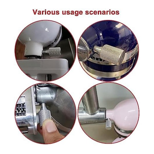 2 Pc Accessory Thumb Screws For Tilt Head And Lift Bowl Mixers, Silver Long Hub Knob Screw Accessor