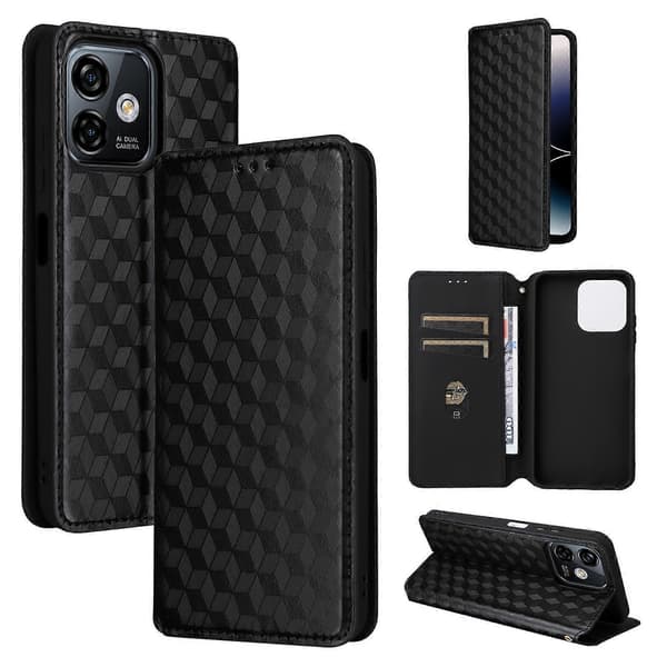 Cubic Grid Tekstur Flip Læder Telefon Cover [DB] Black For Ulefone Note 16 Pro