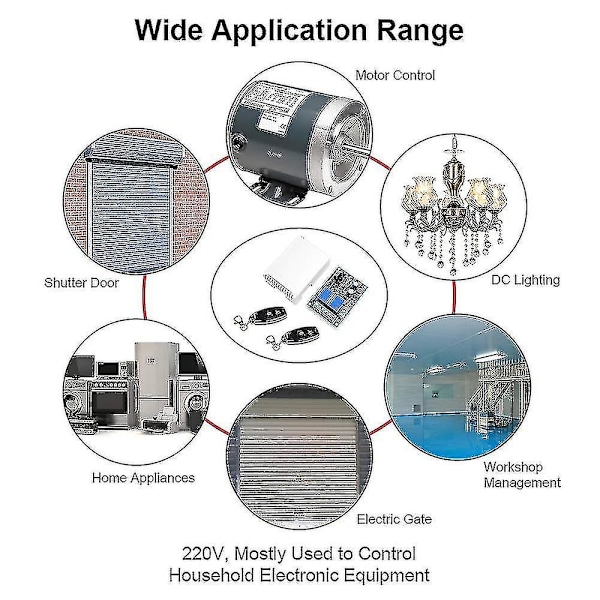 220v AC 2-kanals trådløs fjernbetjeningsswitch, med tænd/sluk-sender til garageport, lys, hjemmebrug [DB]