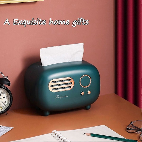 Retro Radioformad Servettbox Praktisk och Söt för Kök, Badrumsbänkar, Sovrumsbyråer, Nattduksbord, Skrivbord, Bord db