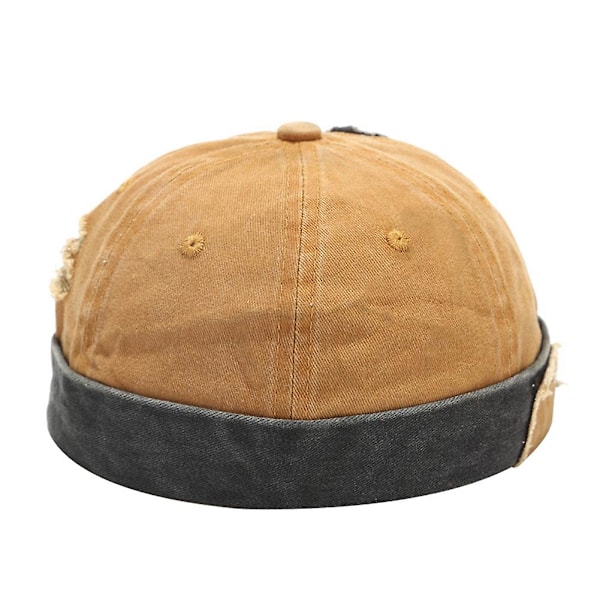 Sinknap Brimless Hat Justerbar Design Retro Casual Åndbar Brimless Skullcap Beanies Hat Cap Streetwear {Db} Yellow