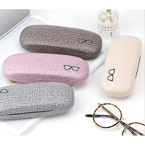 3-pak hardt etui for briller i lin, stort etui for briller, konsist [db]