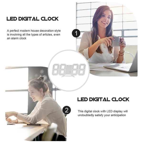 Digital Klocka Digital Väckarklocka Digital Väggklocka LED Alarm Digital Väggklocka Bordsklocka Digital Bordsklocka [DB] White