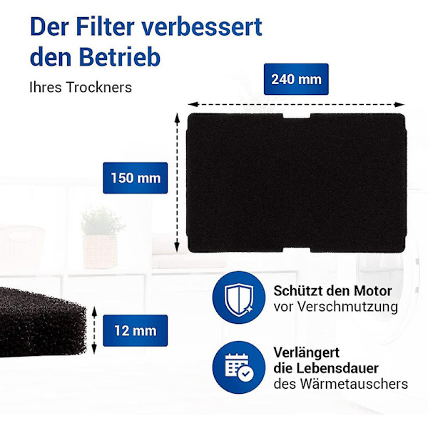 10 st torkfilter för torktumlare ersättning för Beko 2964840100, luddfilter för torktumlare Beko DE8635rx DS7512pa torktumlare db black