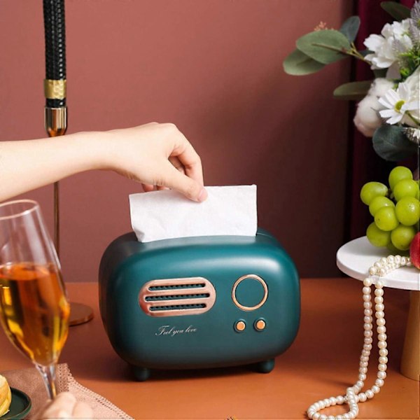 Retro Radioformad Servettbox Praktisk och Söt för Kök, Badrumsbänkar, Sovrumsbyråer, Nattduksbord, Skrivbord, Bord db