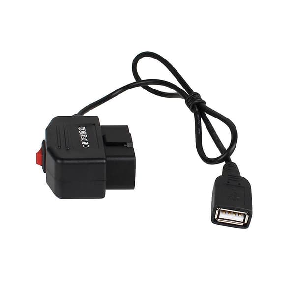 24 timer 5V 3A USB-bil laderkabel OBD Hardwire-sett med bryter 0,5 meter ledning for dashcam videokamera bil DVR (FW) Black