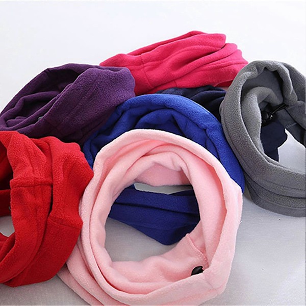 Unisex Vinter Utendørs Ensfarget Myk Tykk Fleece Halsvarmer Gaiter Dekk Hatt [DB] Blue