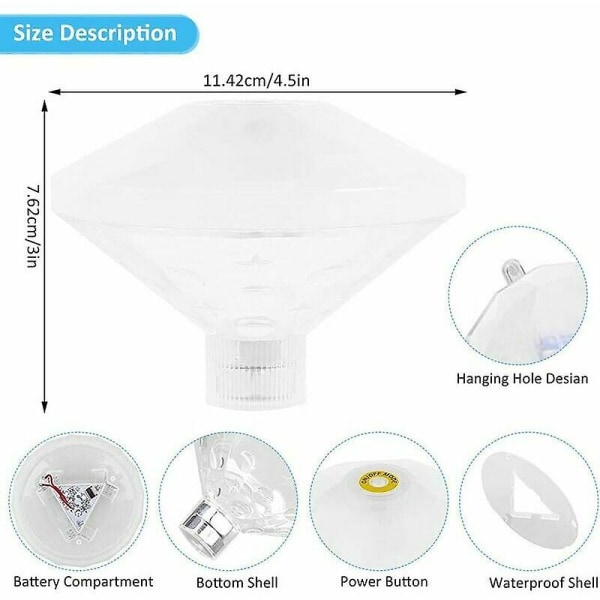 Farverig flydende poolbelysning, Ip68 LED dykkerlys, LED undervandslys med 7 tilstande til spa-svømmepølbadesal dykkerlys (1 stk.)