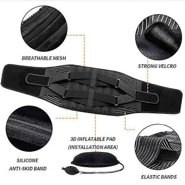 Lannerangan tukivyö puhallettavalla tyynyllä lievittää vyötärökipua, kaksoissäätöiset tukiremmit, alaselän tuki välilevytyrälle [db] With inflatable pad L